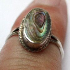 Ancienne Bague en argent 2 poinçons 925 plaque de nacre bijou vintage taille 48