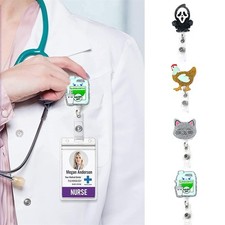 Pince À Badge Rétractable Cartoon Infirmière Pour Carte De Travail Clip Pratique