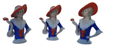 Demi-bustes 3 poupées marquise au Chapeau Porcelaine Deutschland Half Doll 1930