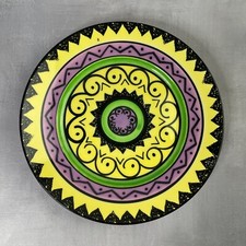 Assiette bretonne HB Henriot Quimper Bretagne jaune vert violet noir Diam.~23.5