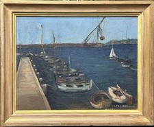Antique Oil Painting, Boats Marine, French School, Signed, Framed