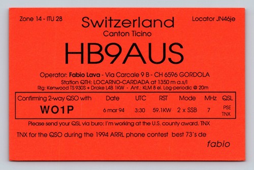 Ham radio qsl hb9aus - ham,