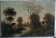 peinture ancienne (P10) paysage lacustre DLG barbizon animation personnages