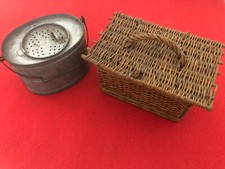 PÊCHE / ANCIENNE PETITE GOUJONNIERE ET PANIER ENFANT