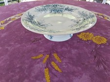 Biscuitier Plat sur Pied Faience KG Lunéville Modèle Faisans Déco Floral Oiseaux