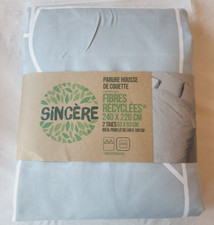 Parure grise housse couette 240x220 cm et 2 taies d'oreiller marque Sincère