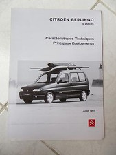 Citroen Berlingo 5 places caractéristiques 97 sales brochure prospekt catalogue