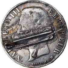 France, Broche, 5 Francs Napoléon III, Strasbourg, 1855, S, Argent