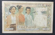 Rare Indochine française billet 100 piastes type 1954 Pick-108