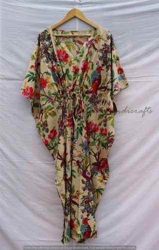 Maxi robe caftan beige indien