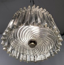 Plafonniers Art Deco Français Moderniste 1930 Bronze Verre Lustre Dlg Venini