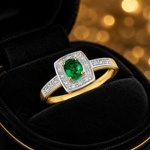 Ovale émeraude diamant - Émeraude, bague
