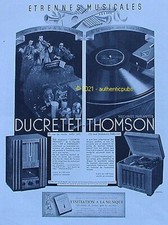 PUBLICITE DUCRETET THOMSON RECEPTEUR ELECTROPHONE MACHINES PARLANTES DE 1936 AD