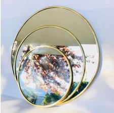 Miroir rond doré laiton