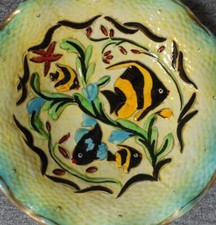 Centre de Table aux POISSONS  Vallauris céramique Vintage 34 cm numéroté 851