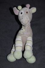 ?Peluche Doudou Girafe Gris Rayé Fleur Vert ARTHUR ET LOLA BEBISOL  25 Cm TTBE