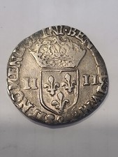 MONNAIE ROYALE FRANCAISE   EN ARGENT QUART D ECU  HENRI III DE 1580. 9 RENNES