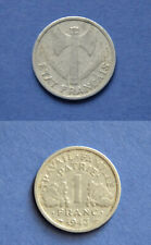 Pièce 1 Franc Francisque 1943 Flan Mince légère 1,3 g État Français Alu. SUP