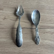 2 PIÈCES EN ARGENT MASSIF ÉTRANGER CUILLÈRE FOURCHETTE