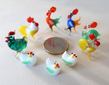Murano Ensemble de 9 Coq Poule