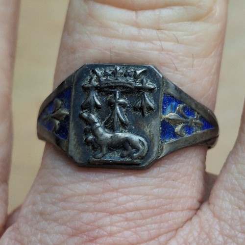 Bague argent massif blason - en,