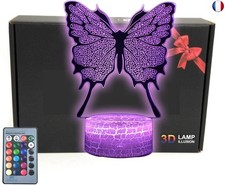 Lampe de table 3D en forme de papillon avec carte de v?ux, 16 couleurs