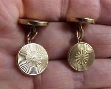 Ancienne paire de boutons de manchette ou col à chaine plaqué or 18 carats MURAT