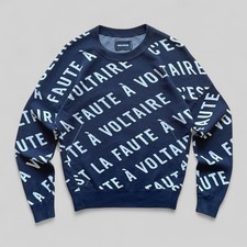 Pull bleu col rond pour femme