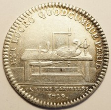 LOUIS XV : JETON ARGENT PARTIES CASUELLES 1729 - MACHINE A POLIR LE DIAMANT