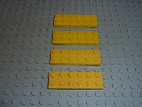 Plaque 2x6 yellow lego - plaque, ref
