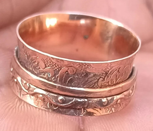 Bague toupie unisexe cuivre - bague, en
