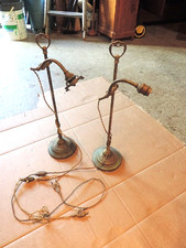 🟢 2 ANCIENNE LAMPE BUREAU NOTAIRE COL CYGNE ANTIQUE BRASS ADJUSTABLE DESK LAMP
