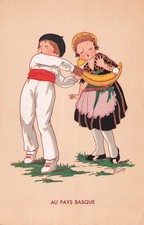 CP ILLUSTREE AU PAYS BASQUE JOUEUR DE PELOTE BASQUE - 83217