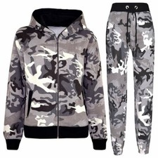 Enfants Survêtement Garçon Fille Charbon Camouflage Jogging Haut de Bas 5-13 Ans