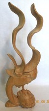 Sculpture bois peint tete - sculpture, de