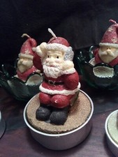 Père Noël 7 bougies + 2 BOUGEOIRS PORTE-BOUGIES PHOTOPHORES verre 4,5 x 6,5cm NF