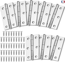 8 Pcs Charnière Acier 75mm × 50mm - Charnières à Roulement, Piano Inox, Pau