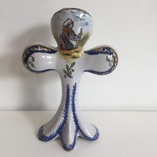 Desvres Jules Verlingue petit Vase Hermine Femme Bretagne