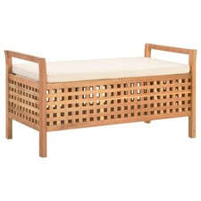 Bois de Noyer Massif Banc de Rangement 93x49x49 cm Banquette Entrée vidaXL