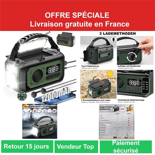 Radio solaire 12000mah - solaire,