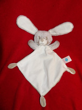 Doudou Plat TEX BABY Lapin Beige Chiné et Blanc