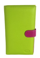 Compagnon de voyage tout en un porte chéquier en cuir grainé réf 28602 vert
