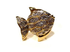 Bijou alliage doré broche poisson détails strass brooch