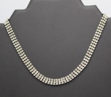 Collier Rivière Ras du Cou en Métal et 3 Rangs de Strass L.39,5cm