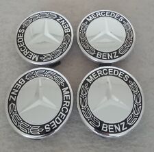 Lot 4 Cache Moyeux noir MERCEDES 75mm Enjoliveur Centre de Roue Jante Voiture