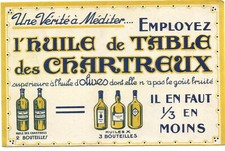 BUVARD ancien Huile de table des Chartreux.