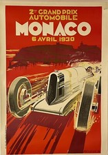 Affiche / Lithographie  2 Eme Grand Prix Monaco Avril 1930 FALCUCCI