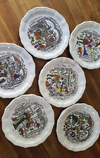 Suite de 6 assiettes - Porcelaine de Salins - Grand Kalendrier des Bergers