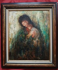 Superbe huile du XX e siècle  par Robert Mogisse né en 1933 " Maternité "