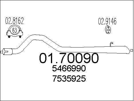 Tuyau échappement saab - d'échappement, 900